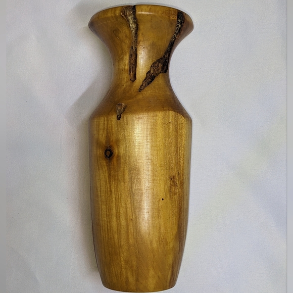 Hand Crafted Other - Dave Patton Signed Wood Vase, Lathe Turned Hard Maple?, 9"